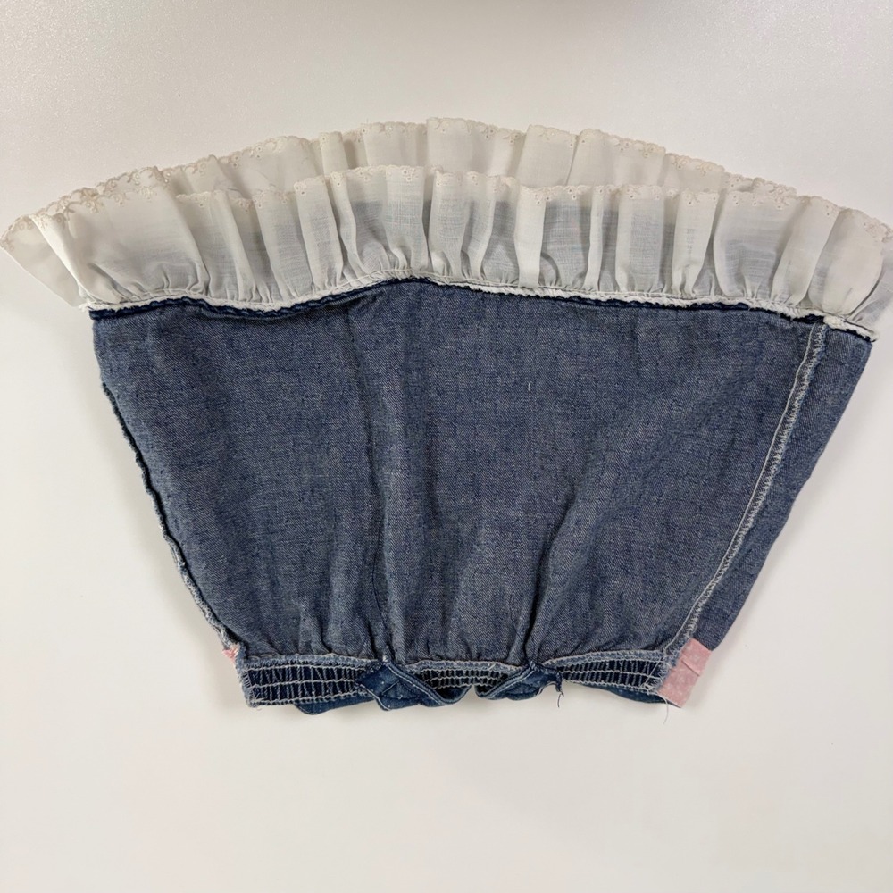 Healthtex Denim Jumper Dress - Heart Buttons Pockets Lace Bows Toddler‎ Girl - Picture 10 of 14